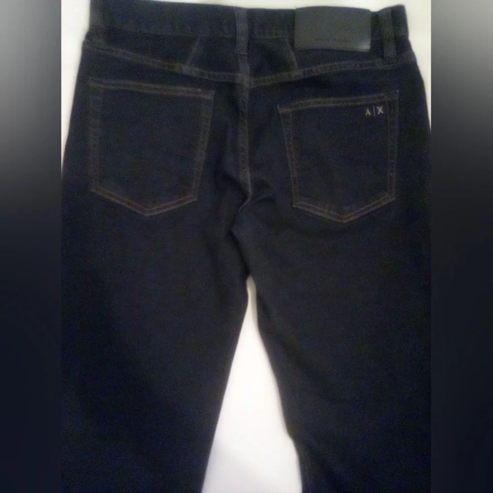 Armani Exchange A/X Straight Jambe Droite Jeans Size 31 99% Cotton Dark Blue - Picture 5 of 12